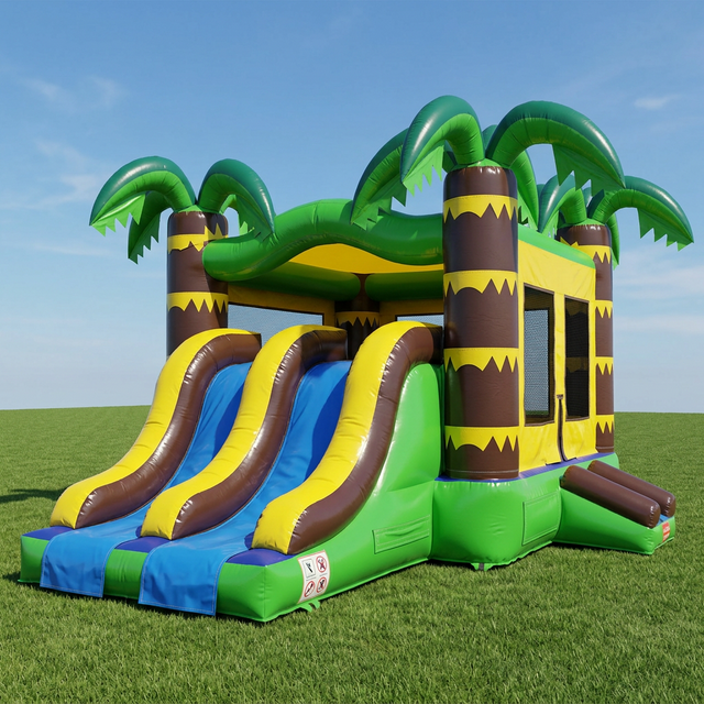 Tropical Adventure Combo bouncy house with slide - Jamaican Peaks Party Rentals